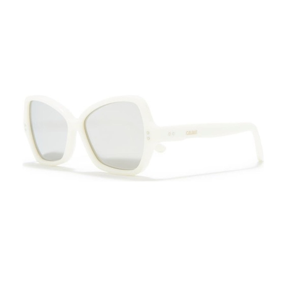 New Authentic CELINE Ivory With Smoke Mirror 56mm Mirrored Butterfly Sunglasses - Picture 16 of 16